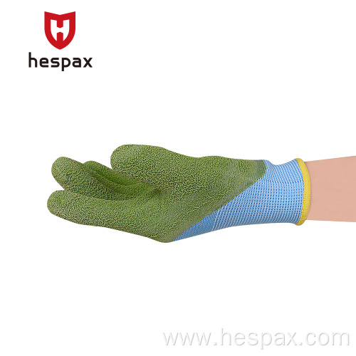 Hespax Kids Women Use Crinkle Latex Coated Gloves